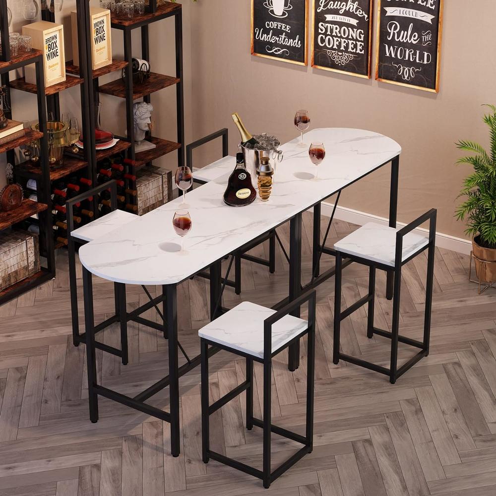 Tribesigns 3-Piece Bar Table Set, 2-Person Counter Height Dining Set, Sofa Pub Table with 2 Tools,  for Kitchen and Living Room
