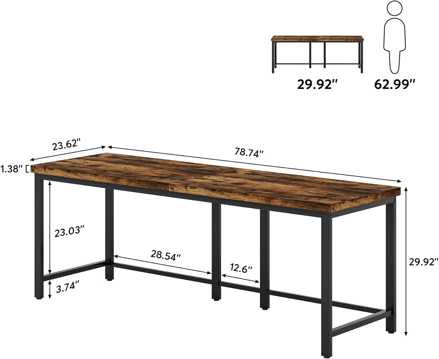 Tribesigns 78.7 inch Double Computer Desk, Extra Long 2 Person Desk Workstation, Large Office Desk Study Writing Table