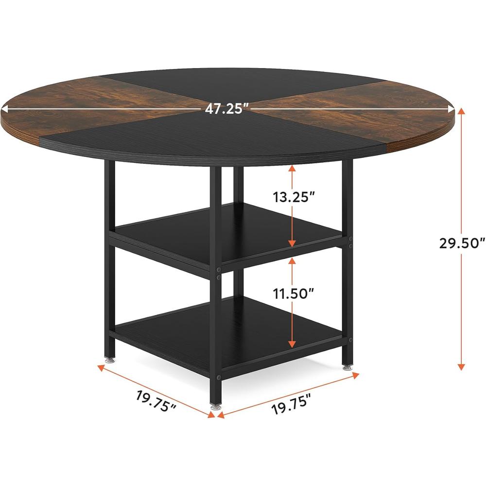 TribeSigns 47 inches Round Dining Table with Storage Shelves for 4 ...