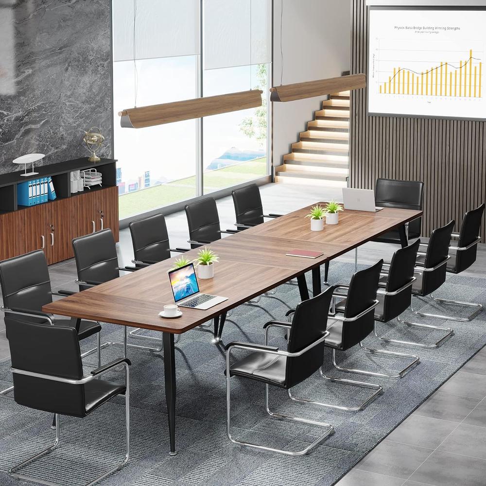 TribeSigns 6FT Conference Table, Rectangular Meeting Room Table, Industrial Seminar Table Boardroom Desk with Metal Legs for Office