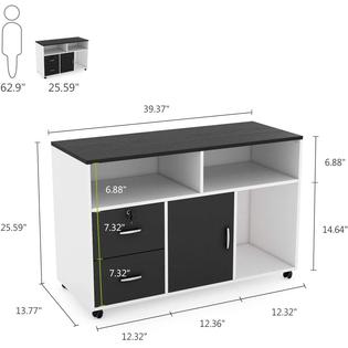 Tribesigns Wood File Cabinet 2 Drawer Storage Printer Stand