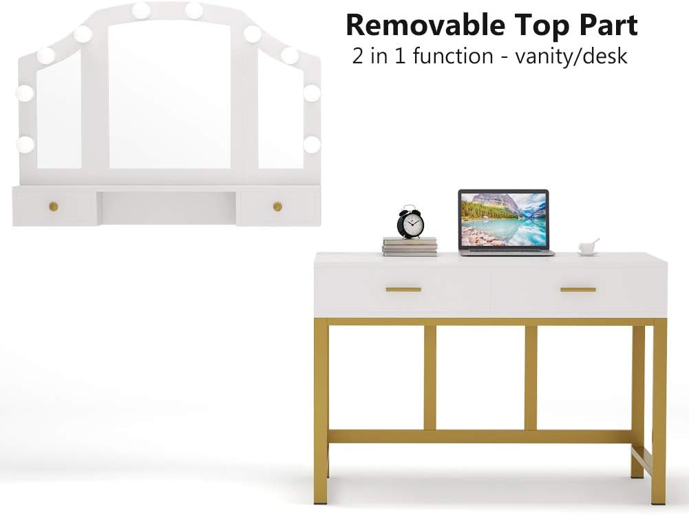 Tribesigns 47 Large Vanity Set With Tri Folding Lighted Mirror Tribesigns 47 Large Vanity Set With Tri, Tribesigns White Vanity Set With Lighted Mirror