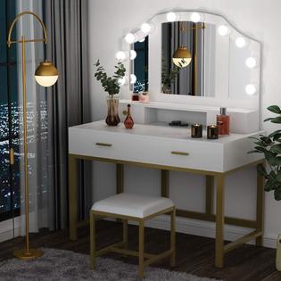 Tribesigns 47 Large Vanity Set With Tri, Tribesigns White Vanity Set With Lighted Mirror