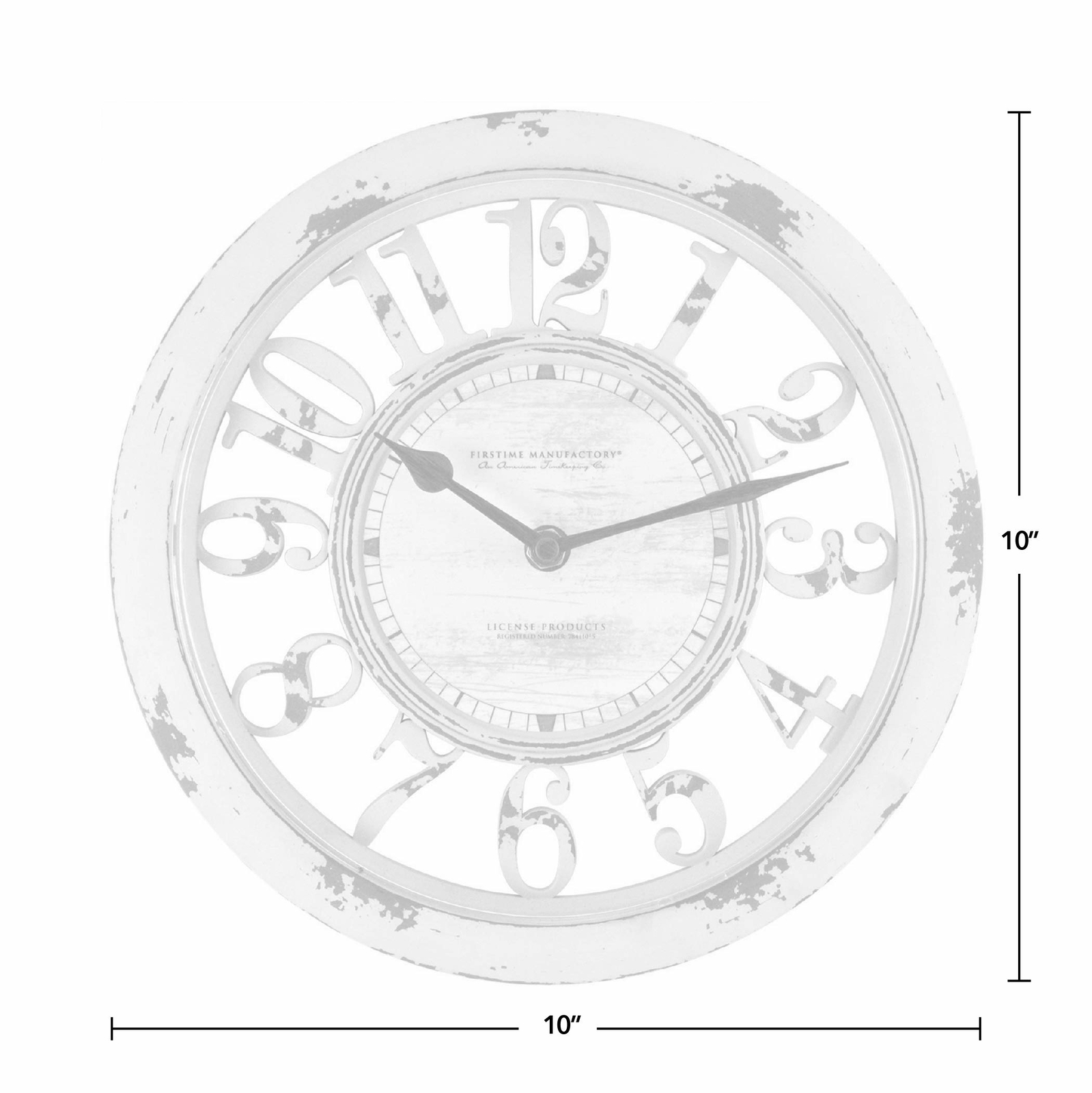 Firstime Co 10 Clock Wall Antique Distressed White Shabby Chic