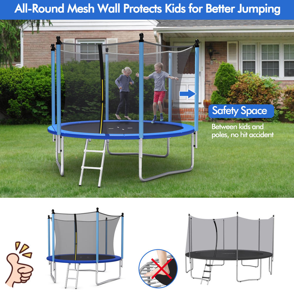 Topbuy Patiojoy 8Ft Jumping Exercise Recreational Trampolines with Enclosure Net