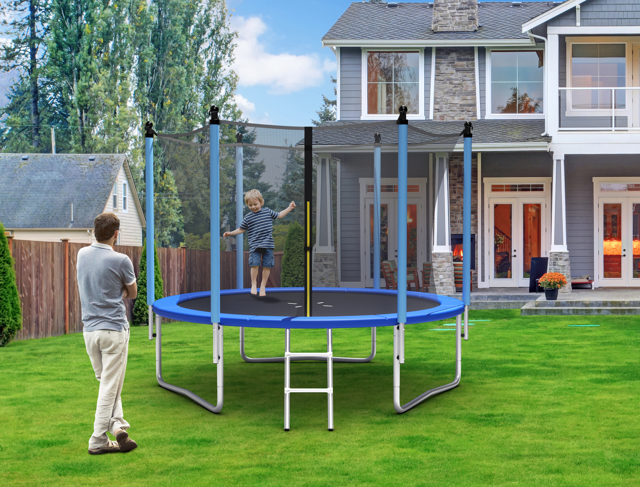 Topbuy Patiojoy 10Ft Jumping Exercise Recreational Trampolines with Enclosure Net