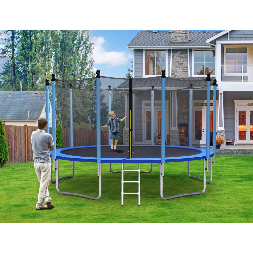 Topbuy Patiojoy 15Ft Jumping Exercise Recreational Trampolines with Enclosure Net