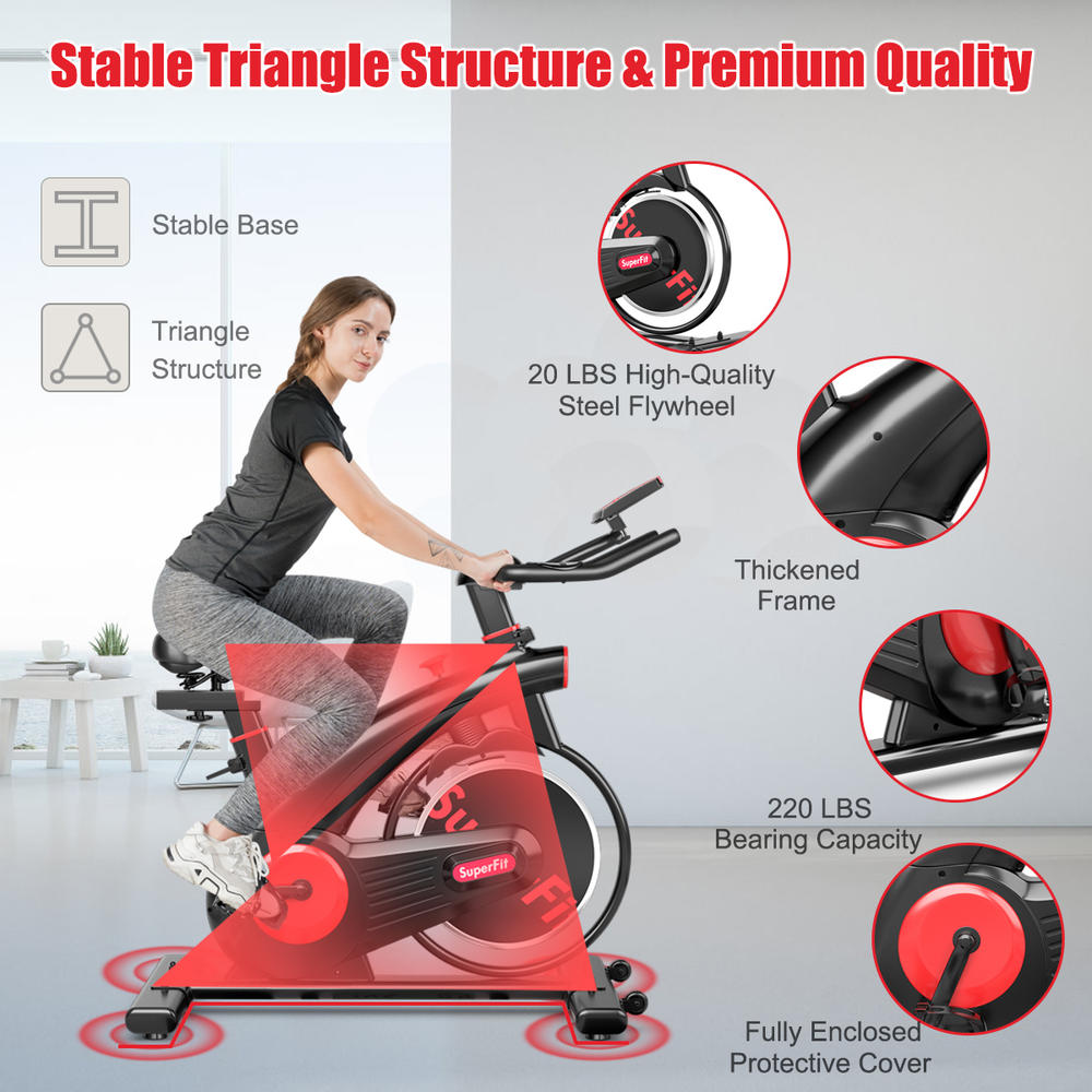 Topbuy Indoor Cycling Bike Workout Stationary Exercise Bicycle with Heart Rate Monitor