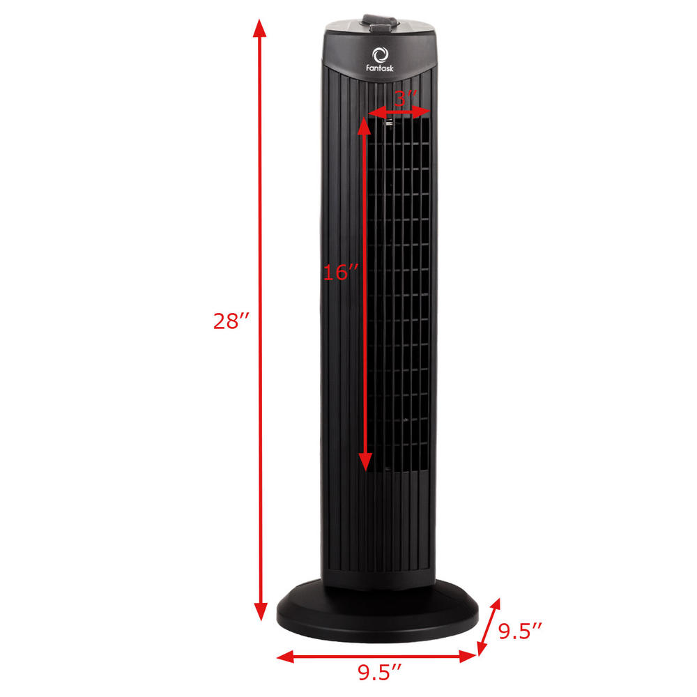 Topbuy 28" Oscillating Tower Fan 3 Wind Outlet Speed Space Cooling 35W Black