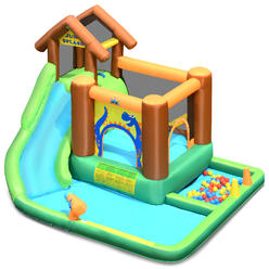 Topbuy Inflatable Waterslide Bounce House Kids 6 in 1 Water Slide Jumping Park without Blower