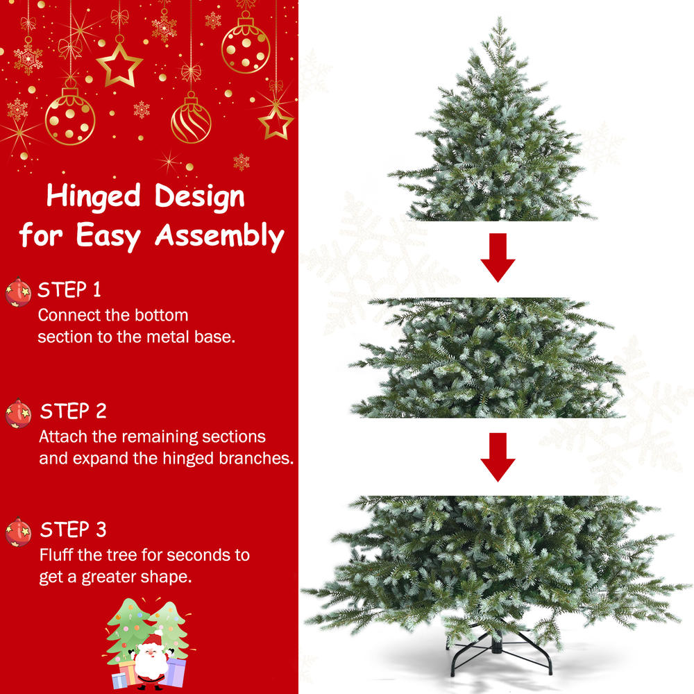 Topbuy Evergreen Artificial Christmas Tree, Mixed PE & PVC Tree Metal ...