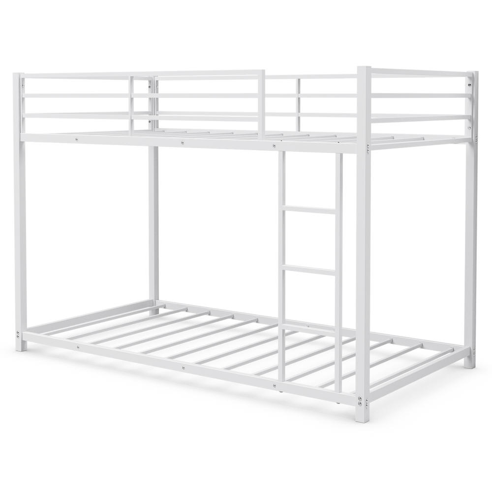 Topbuy Bunk Bed Frame Twin Over Twin Heavy Duty Metal Bed Frame w/Slat & Ladder White