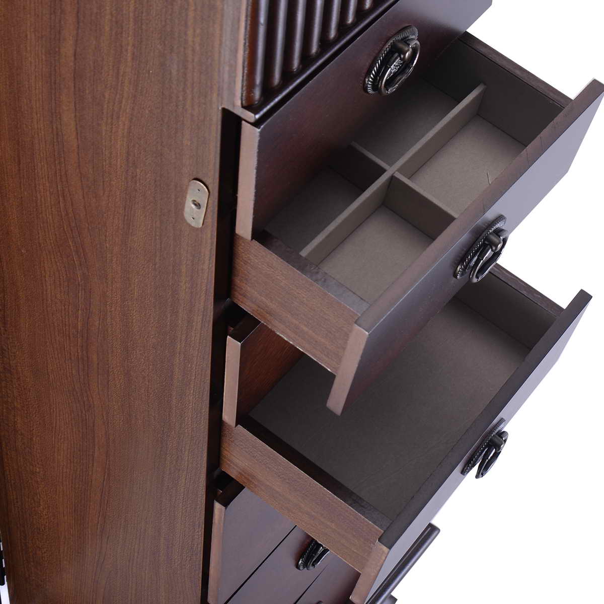 Topbuy Jewelry Cabinet Armoire Cambered Front Storage Chest Stand Organizer