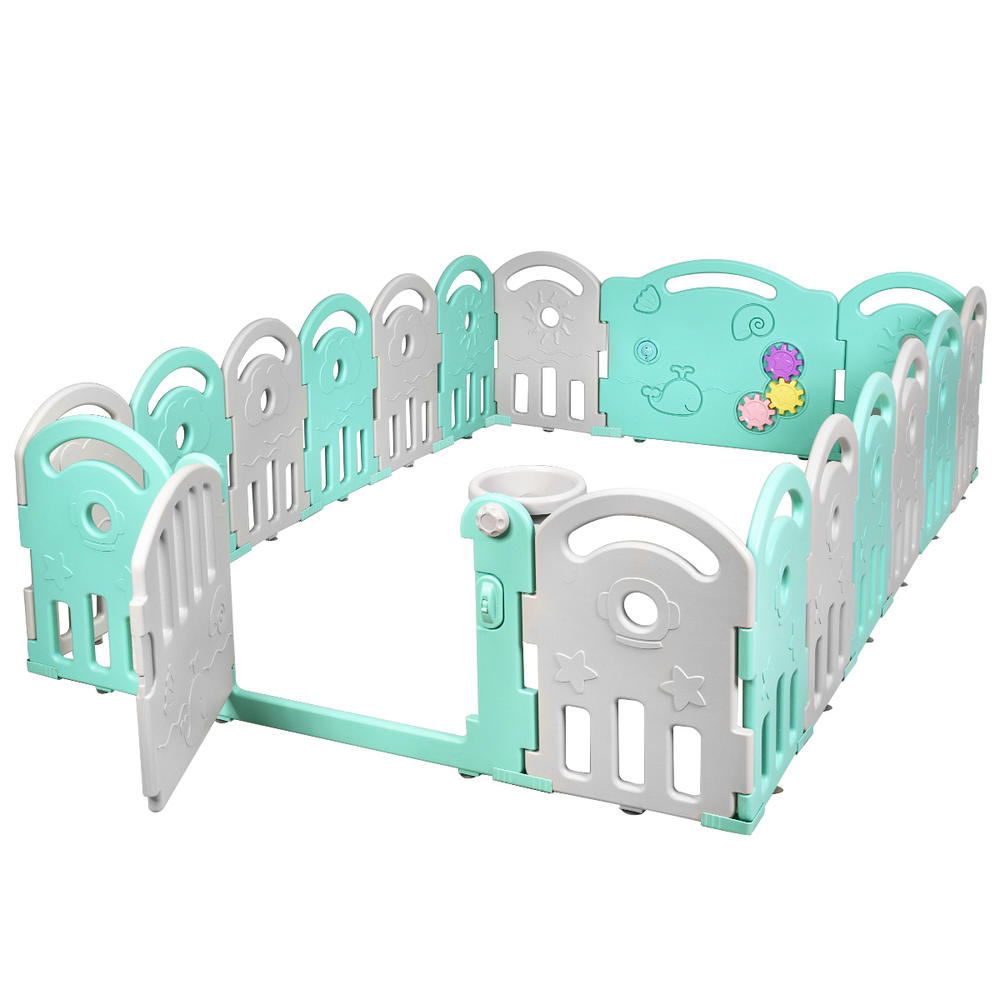 Topbuy 18-Panel Baby Playpen Kids Safety Yard Activity Center with Educational Toys Pin