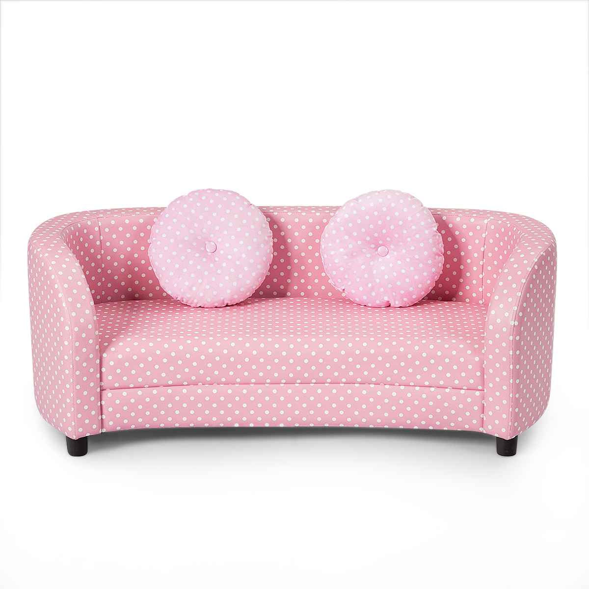 Topbuy 2 Seats Kids Couch Armrest Chair Playroom Furniture Two Cloth Pillows Pink