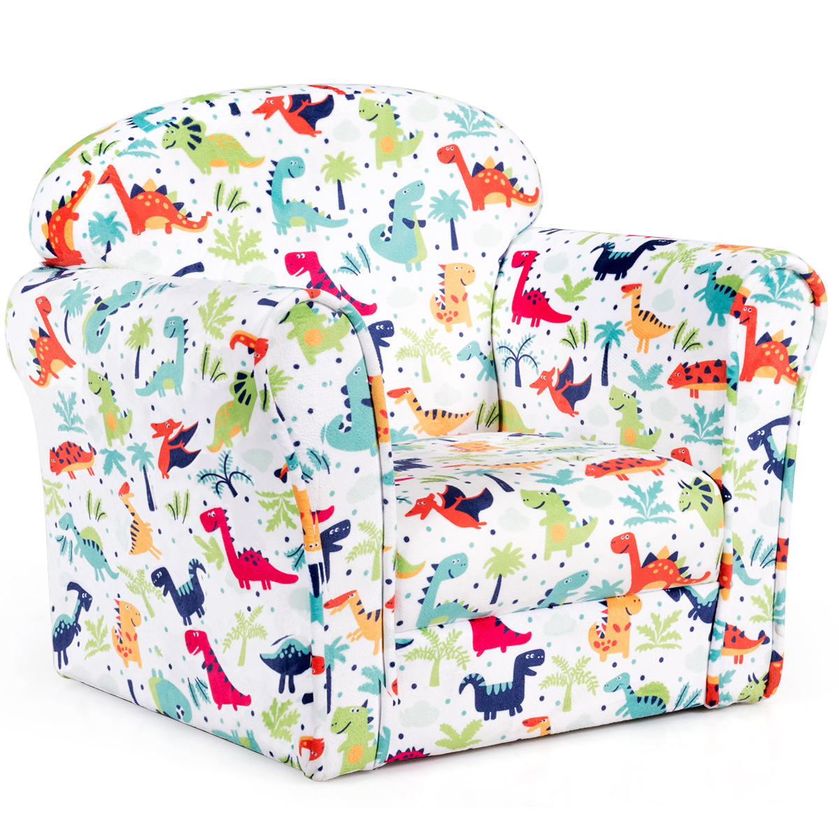 Topbuy Single Sofa Children Armrest Chair Dinosaur Pattern Kids Seat Lovely Gift