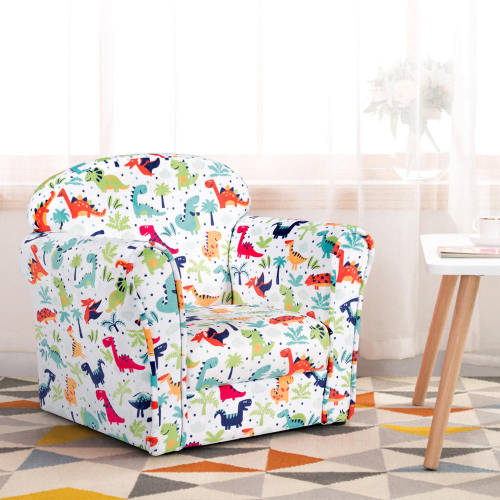 Topbuy Single Sofa Children Armrest Chair Dinosaur Pattern Kids Seat Lovely Gift