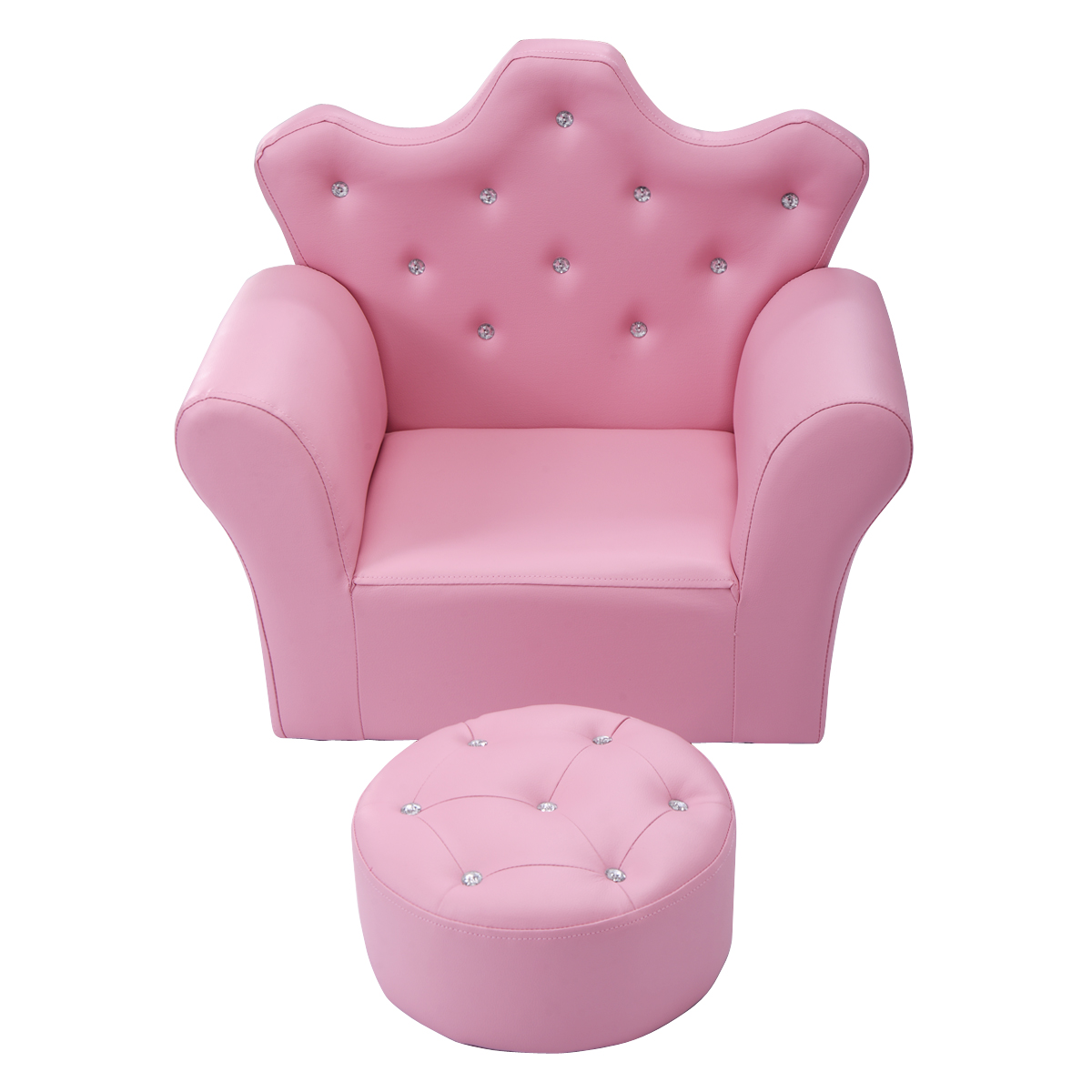 Topbuy Single Sponge Sofa Toddler Children Leisure Chair with Armrest Ottoman Kids Furniture Pink