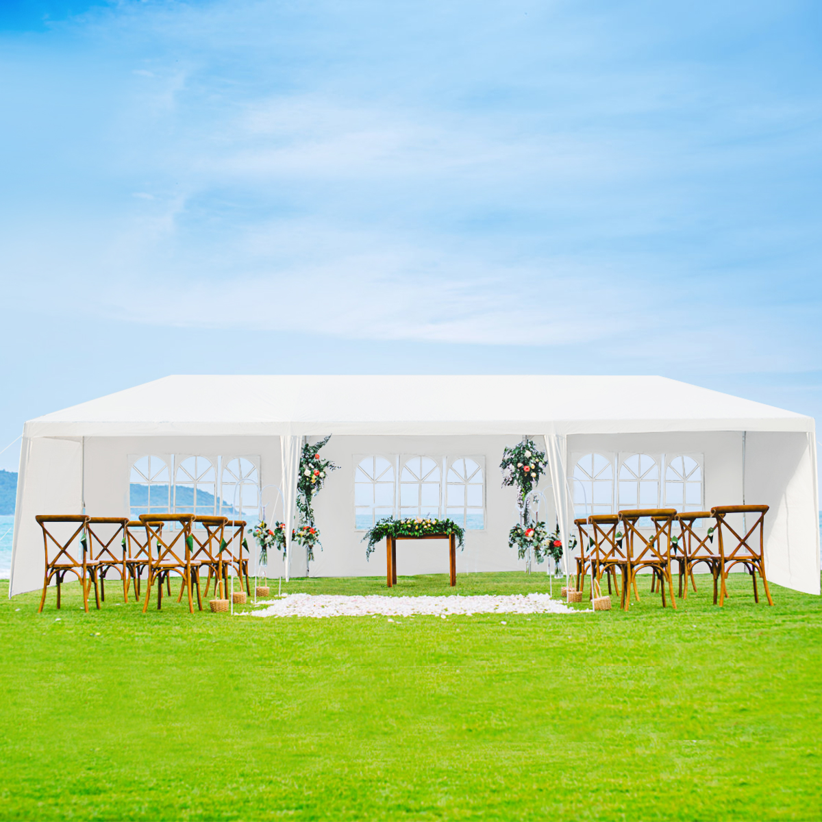 Topbuy 10' x 30' Outdoor Wedding Party Event Tent with 6 Removable Side Walls & 2 Doorways