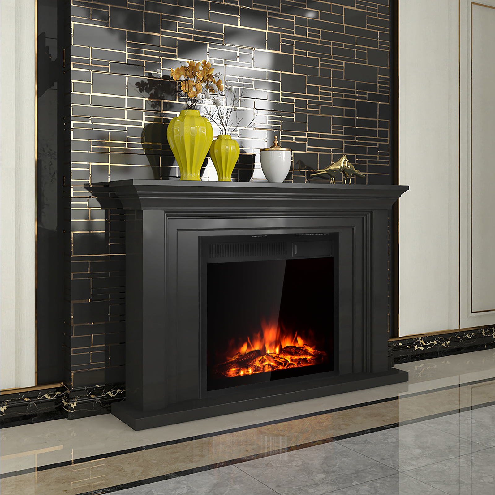 Topbuy Freestanding & Recessed Electric Fireplace Heater with Remote Control
