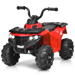 Topbuy 6V Electric Kids Quad ATV Ride on Car 4 Wheels Toy Car with LED Lights Red