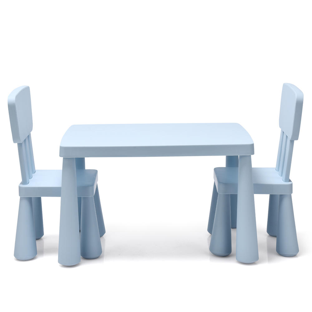 Topbuy Kids Table and 2 Chairs Set Children Play Activity Table Furniture Set Blue