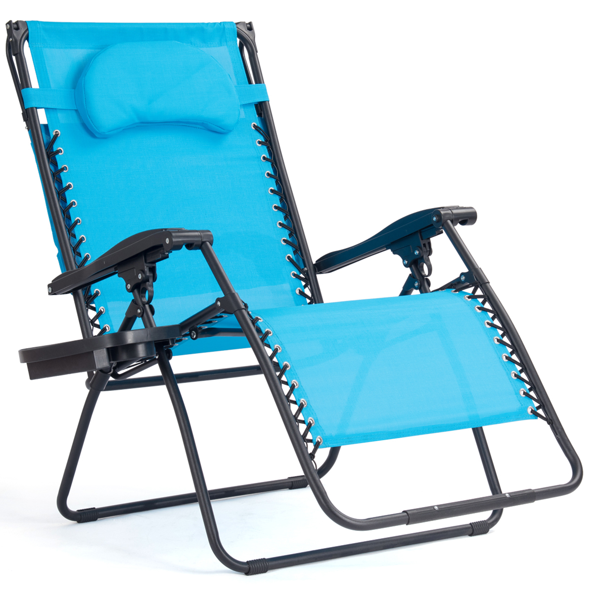 Topbuy Recling Zero Gravity Chair with Drink Tray & Sunshade, Blue