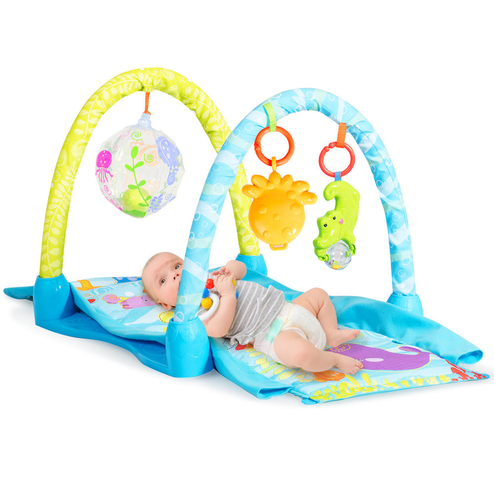 Topbuy 4-in-1 Baby Activity Game Play Mat Activity Center with 3 Hanging Toys