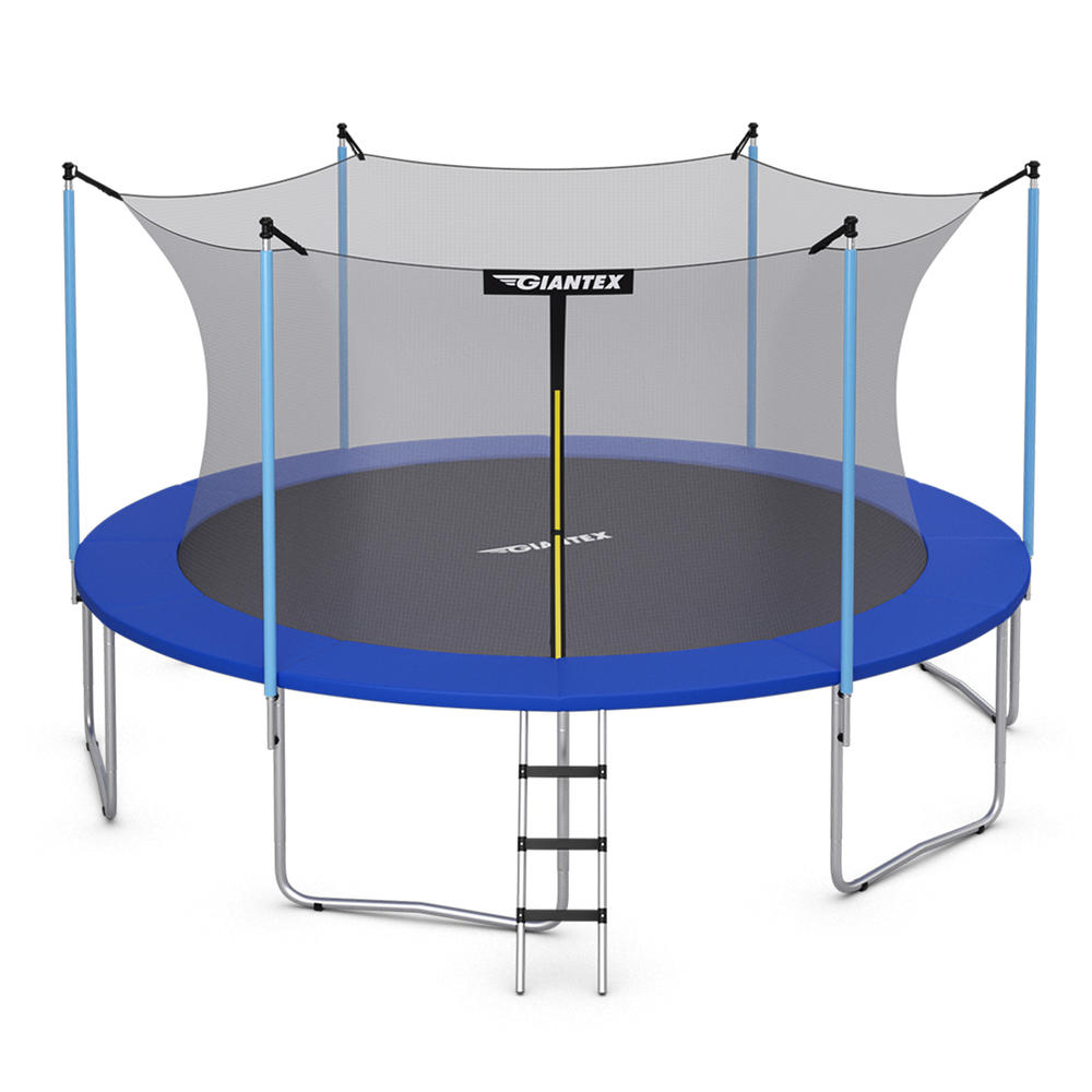 Topbuy 15 FT Trampoline Combo Bounce Jump Safety Enclosure Net W/ Spring Pad Ladder