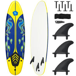 Topbuy 6' Surfboard Inflation-free Long Surfing Board with Safety Leash Yellow