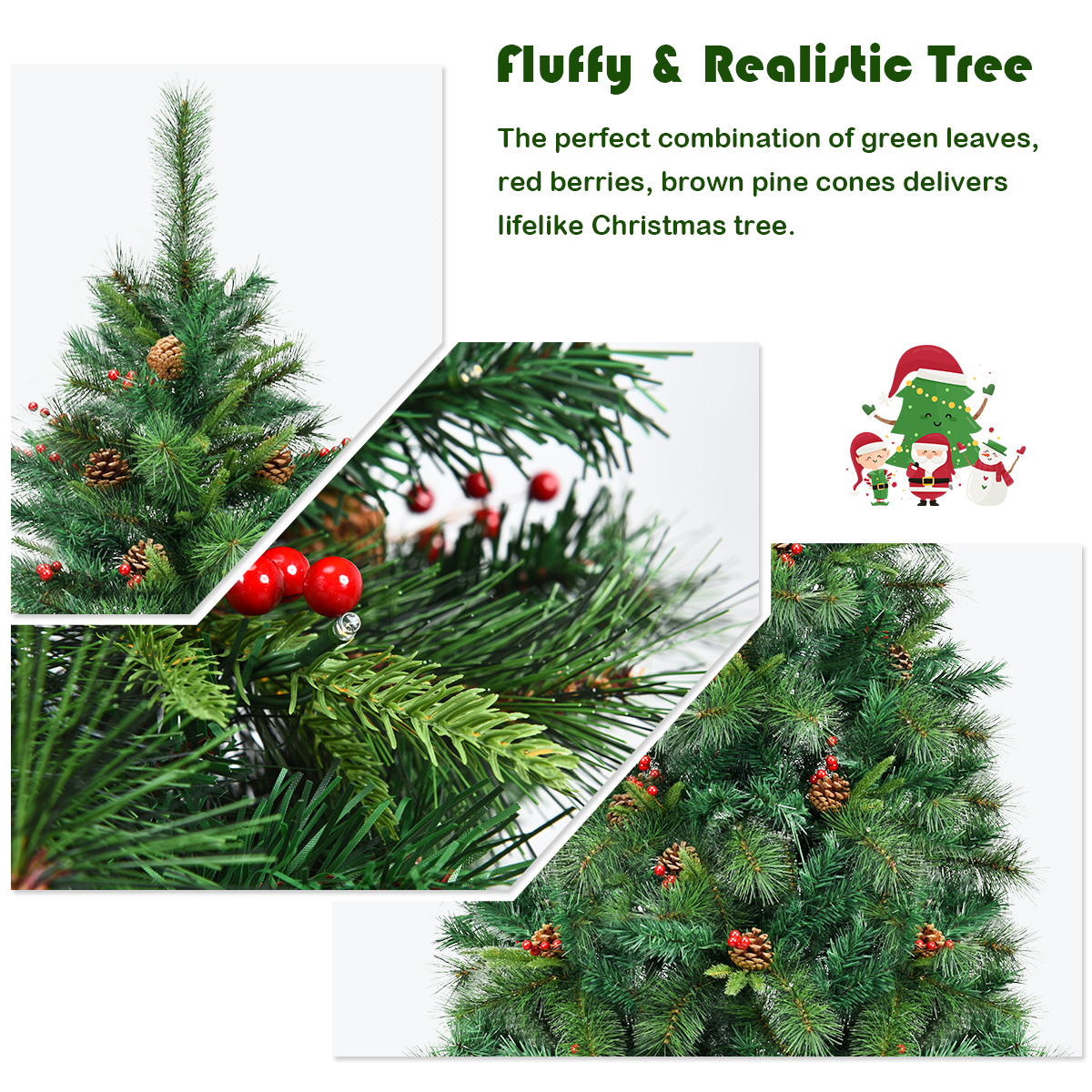 Topbuy Pre-lit Hinged Artificial Pencil Fir Christmas Tree with LED Lights