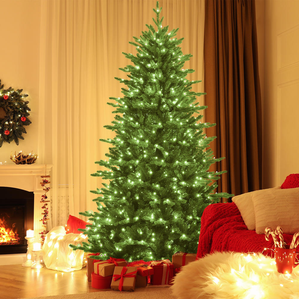 Topbuy APP Controlled Christmas Tree, PE/PVC Xmas Tree w/ Color Changing LED Lights & Branch Tips