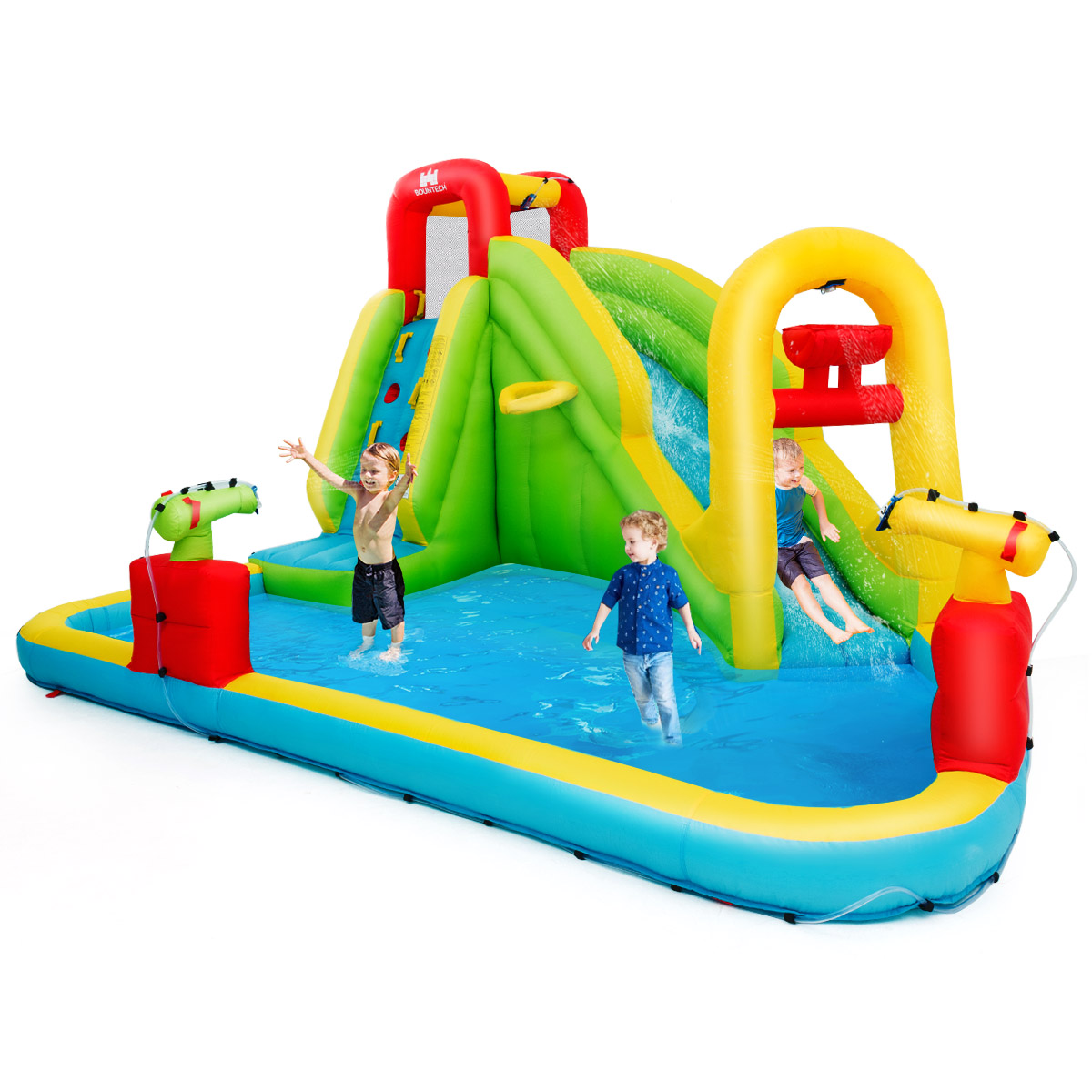 Topbuy Inflatable Splash Water Park Play Bounce House Bounce Slide Climbing Wall Without Blower