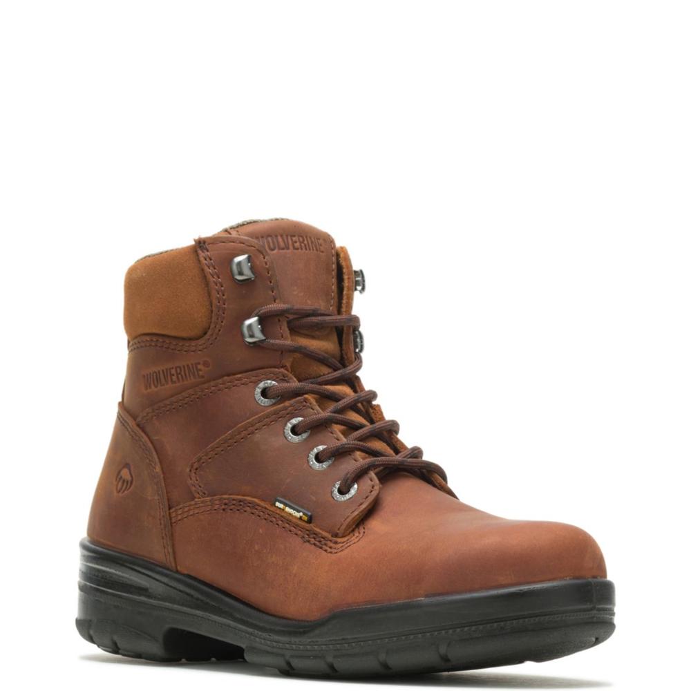 WOLVERINE Men's 6" DuraShocks® Slip Resistant Soft Toe Work Boot Dark Brown - W02038