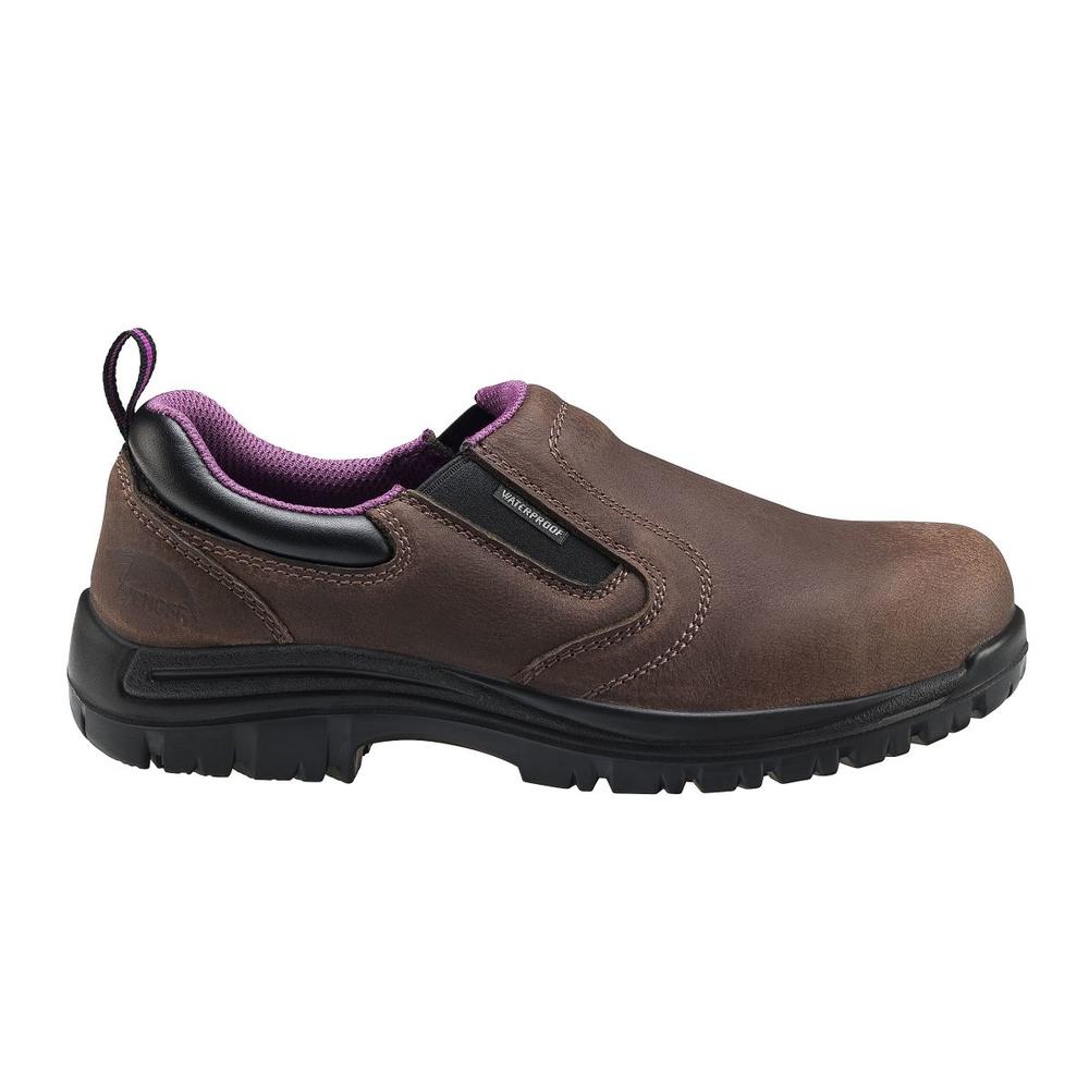 FSI Footwear Specialities International FSI FOOTWEAR SPECIALTIES INTERNATIONAL NAUTILUS Avenger Women's Foreman Slip-On Composite Toe PR Work Shoes Brown - A7165