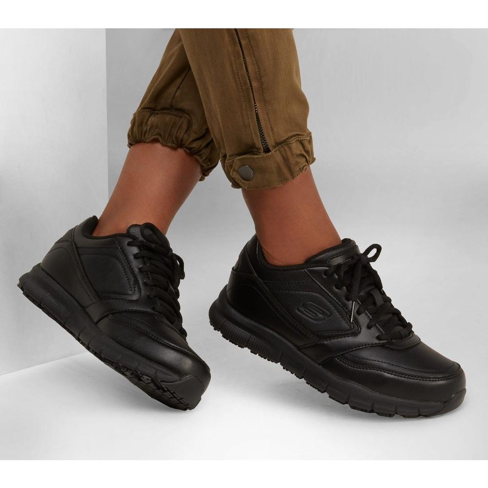 SKECHERS WORK Women's Relaxed Fit Nampa - Wyola SR Soft Toe Slip Resistant Work Shoe Black - 77235-BLK