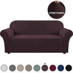 Sure Fit Stretch Leather Brown One Piece Sofa Slipcovers Sure Fit Stretch Leather Brown One