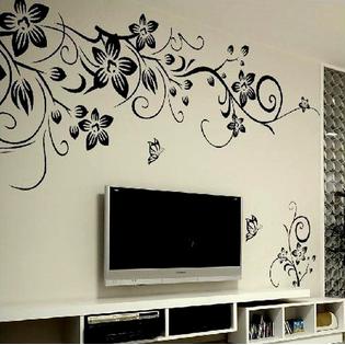 Zooyoo Black Flower Vine Wall Stickers Home Decor Large Paper Flowers Living Bedroom