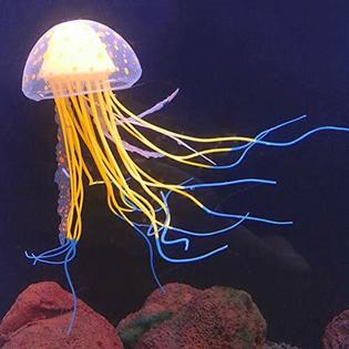 Sunkni 6 Pcs Glowing Jellyfish Glow In The Dark Fish Tank Decorations Aquarium