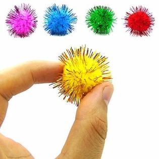 Lczx 80pcs Assorted Color Sparkle Balls Cat Toy Balls Tinsel Pom