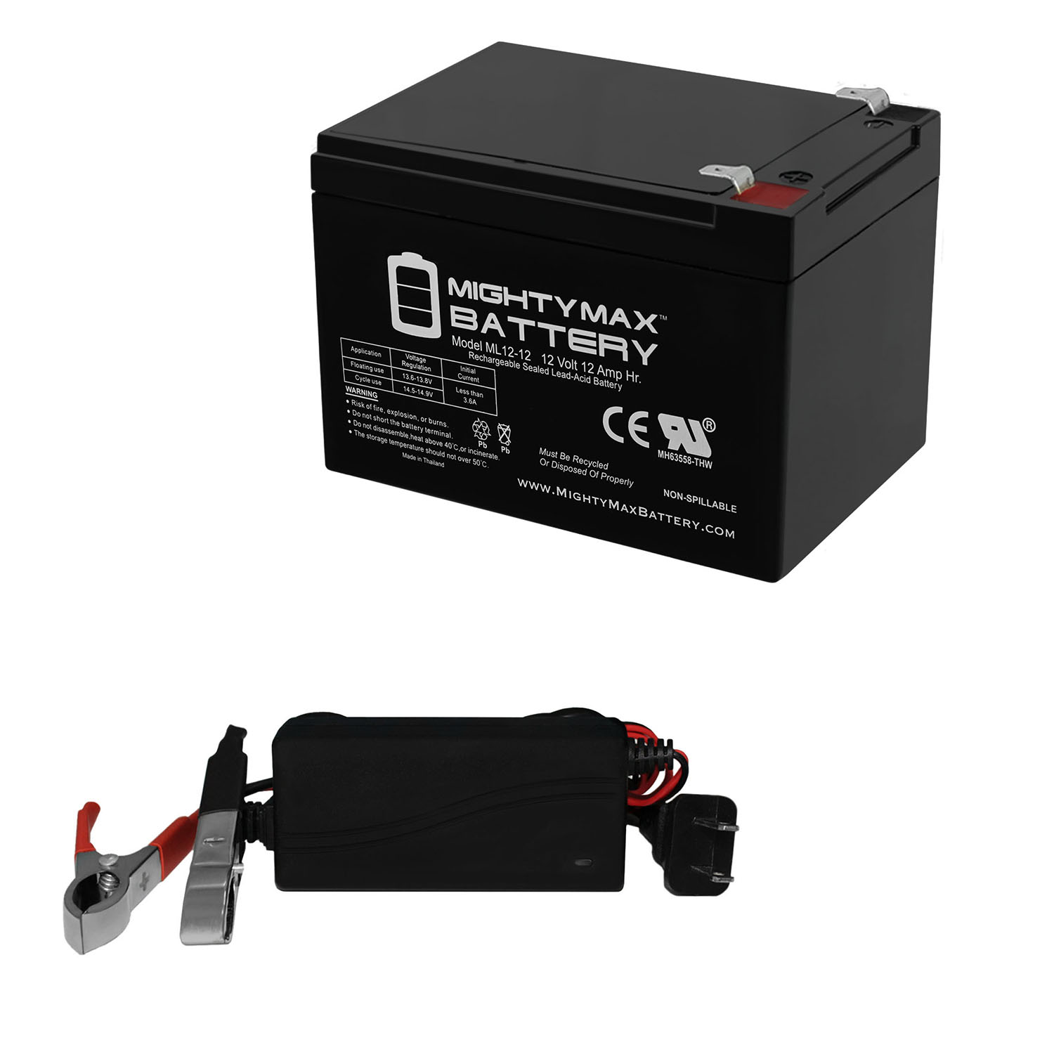 Mighty Max Battery 12 VOLT 12AH Replaces Conext 900AVR + 12V 1Amp Charger