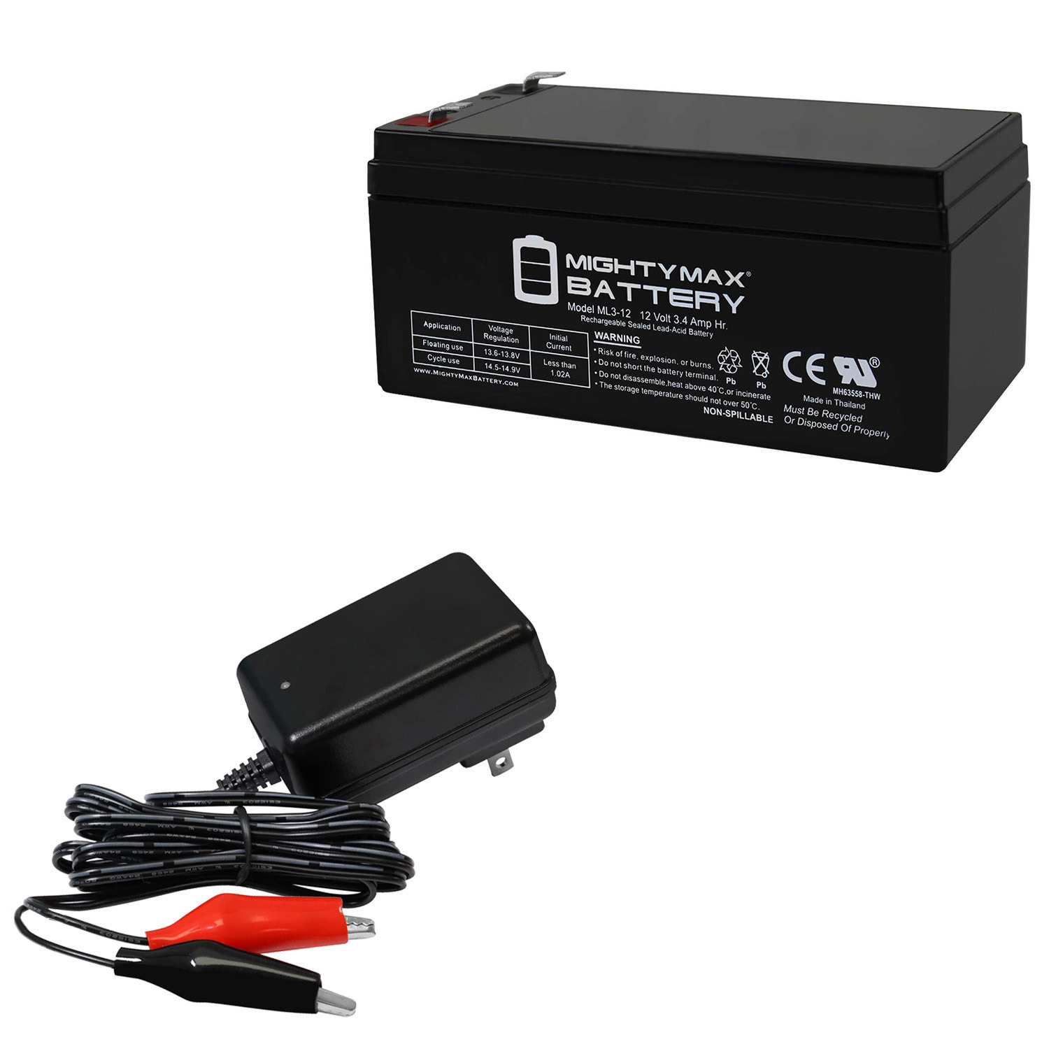Mighty Max Battery 12V 3AH Battery For Toro Mower 106-8397 + 12V 1Amp Charger