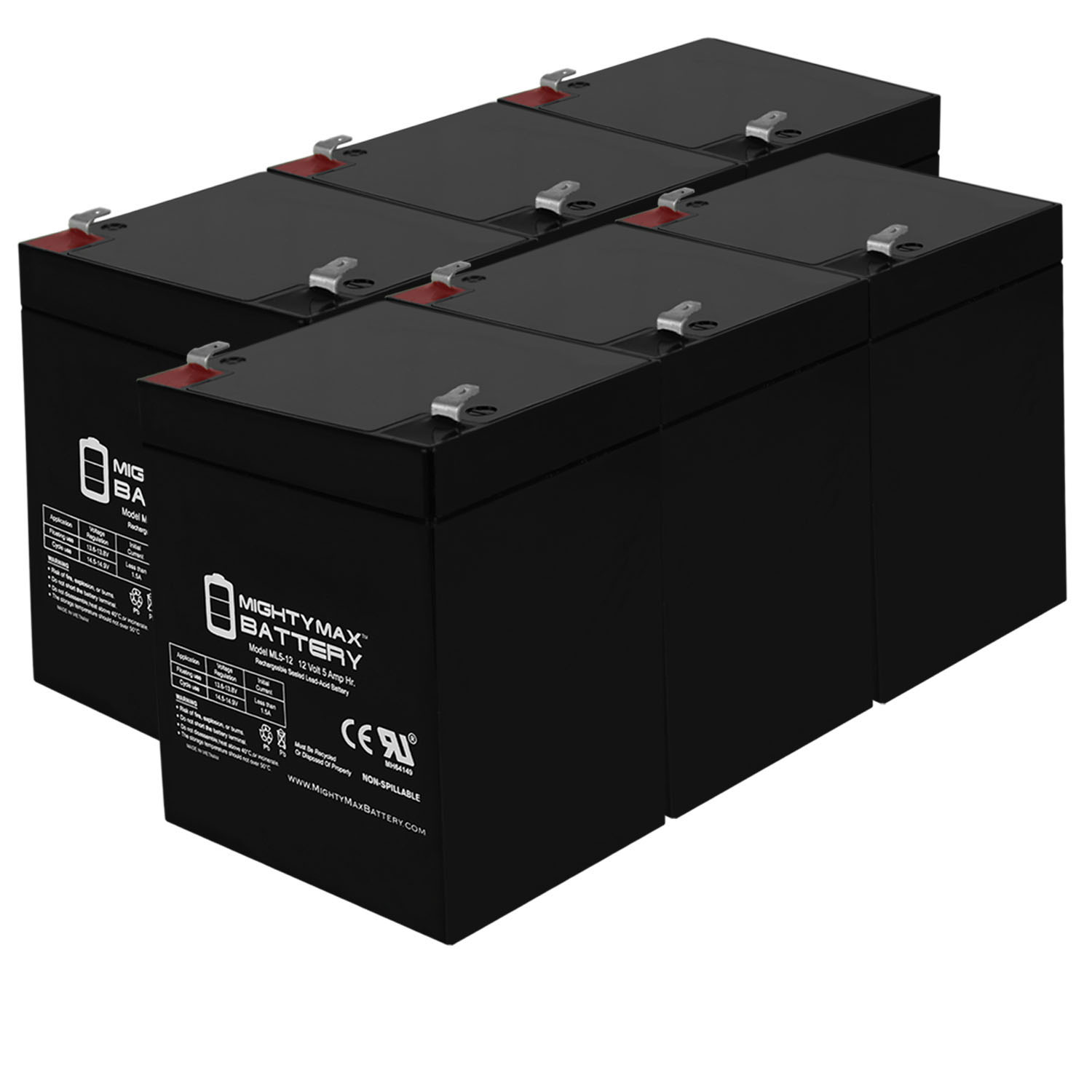 Craftsman Garage Door Opener Battery 12v - Mighty Max Battery ML5-12MP66011 ML5-12 - 12V 5AH Battery for Craftsman Garage door opener model 53918 - 6 Pack