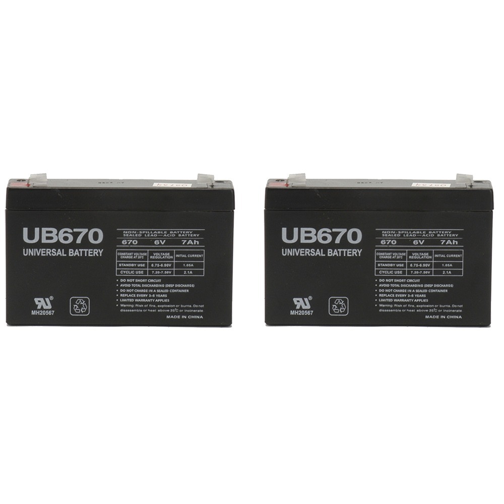 UPG 6V 7Ah UPS Battery for Powertron PEA6V65F3 - 2 Pack