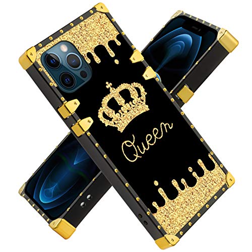 110fec 3c6d 4 Fiyart Iphone 12 6 1 Iphone 12 Pro 6 1 Inch Case Golden Queen Luxury Square Stylish Retro Cover