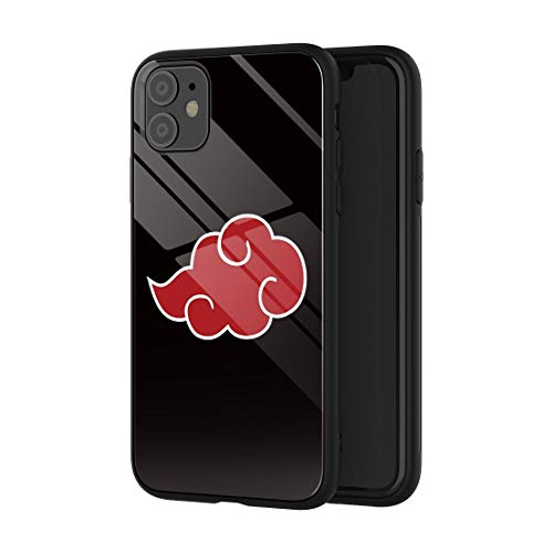 Yhodafa E62cd0b5 6ec6 4 Phone Case Compatible With Iphone 11 Anime Naruto Akatsuki Pattern Design Tempered Glass Back Cover Phone Cases 6 1 Inch B
