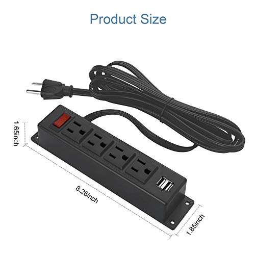 Nobran 72c38c8f 0494 4 Wall Mount Power Strip With Usb Mountable Ac S 2 Ports Switch Connect 6 56ft Cor - Wall Mount Power Strip With Usb