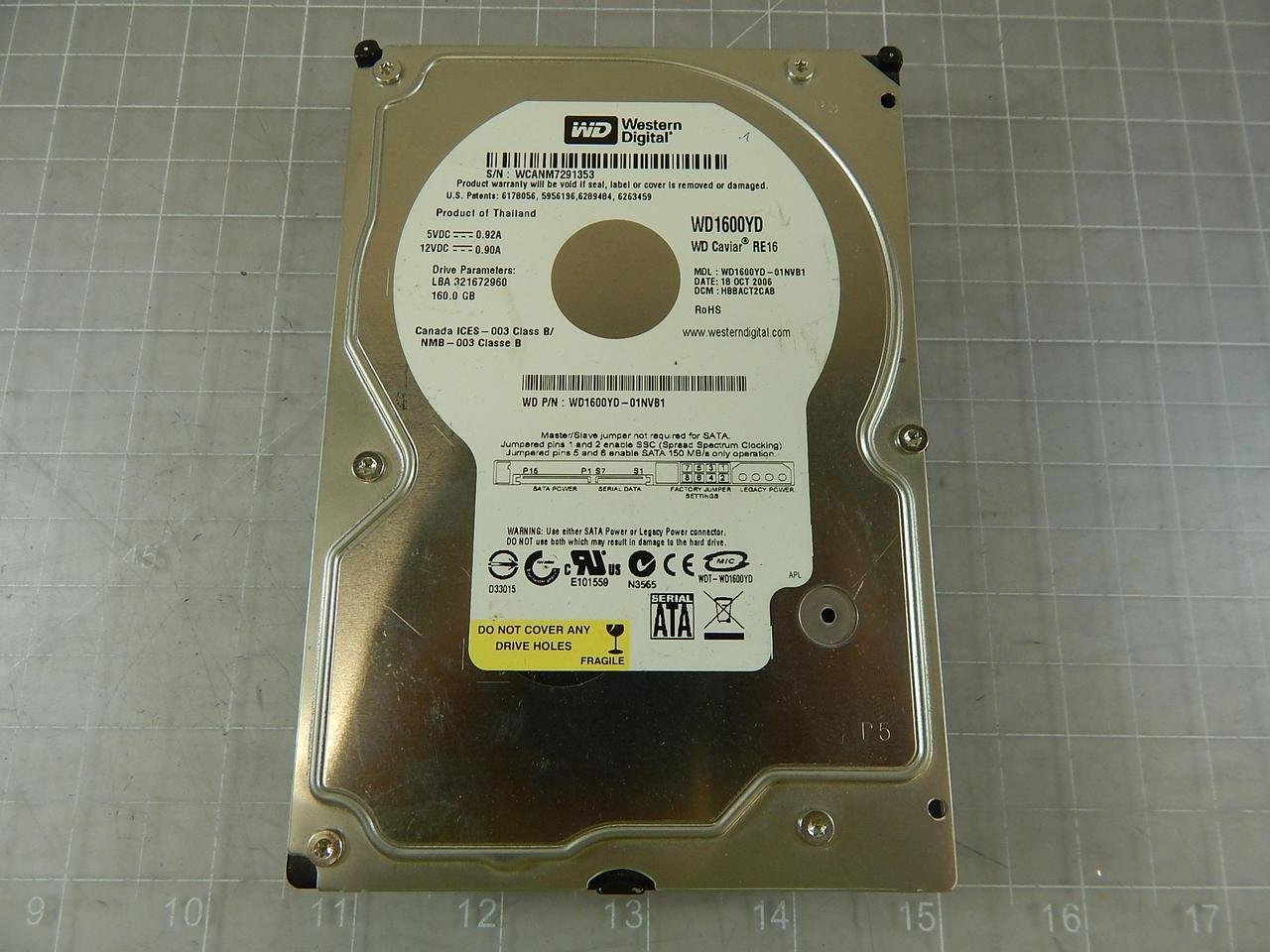 Su346948 55758 Western Digital 160gb Re 7200 Rpm 16mb Cache Sata 3 0gb S 3 5 Hard Drive Wd1600ys