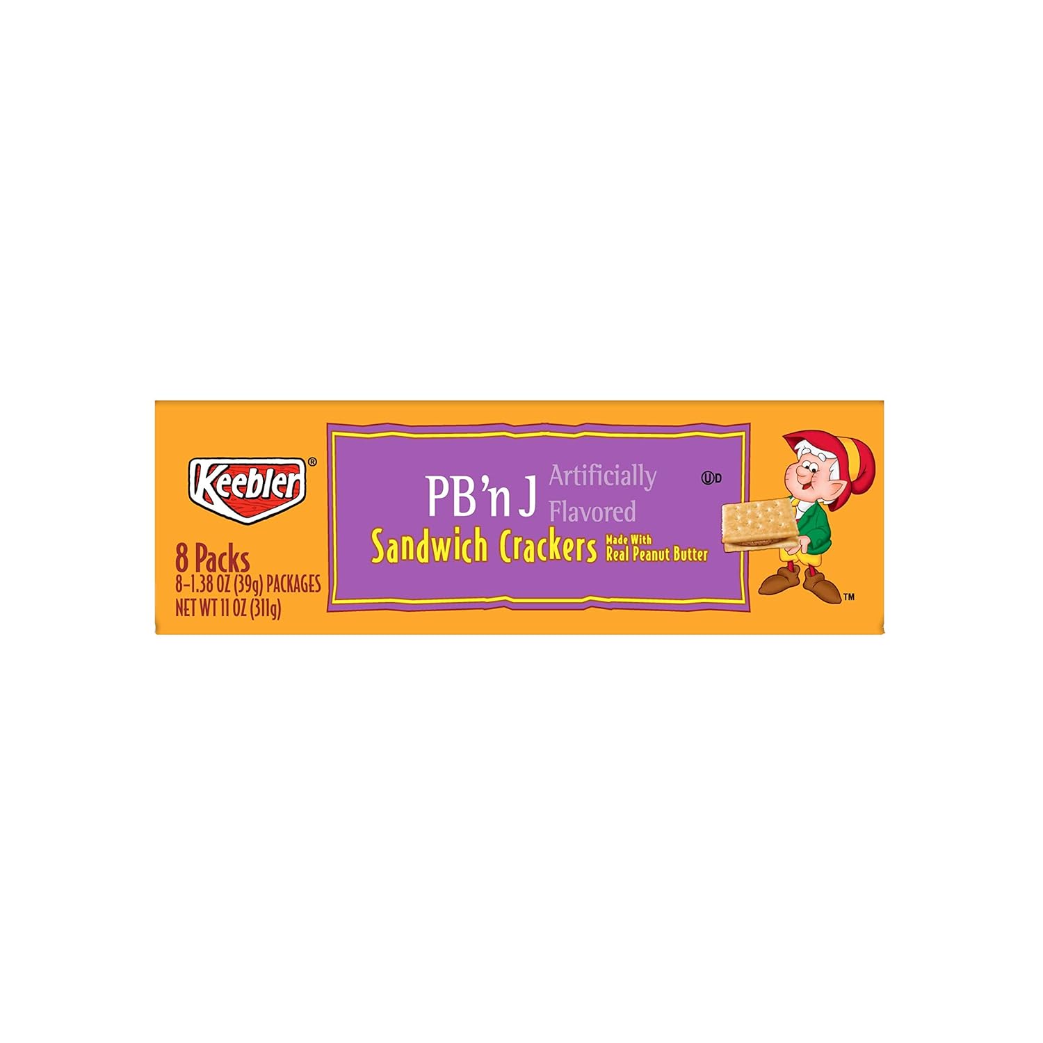 Keebler Pb N J Peanut Butter And Jelly Sandwich Crackers Single Serve 1 38 Oz Packages 8 Count