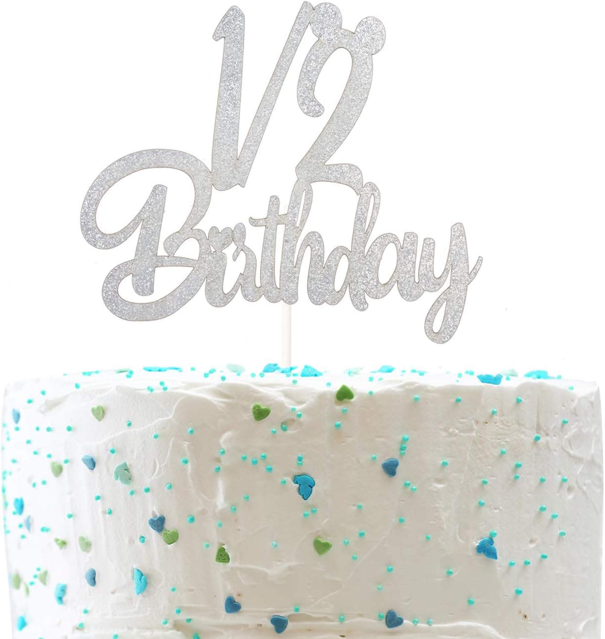 Chien Min666 1 2 Birthday Cake Topper Happy 6 Months Mickey Half Birthday Baby Shower Party Decorations Double Sided Sliver Glitter